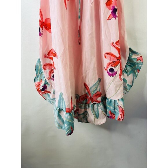 VTG 70s Hawaiian Floral Frilly Ruffled Sun Dress Rockabilly Preppy - Picture 7 of 8